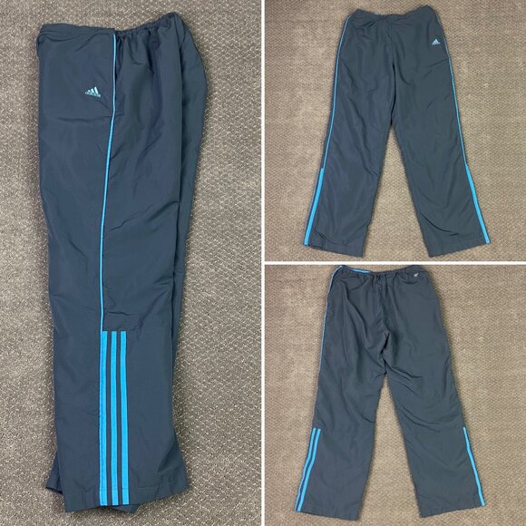Vintage Y2K Adidas Woven Track Pants Men's Large 29 x 31 Gray Blue ClimaProof - Picture 1 of 16